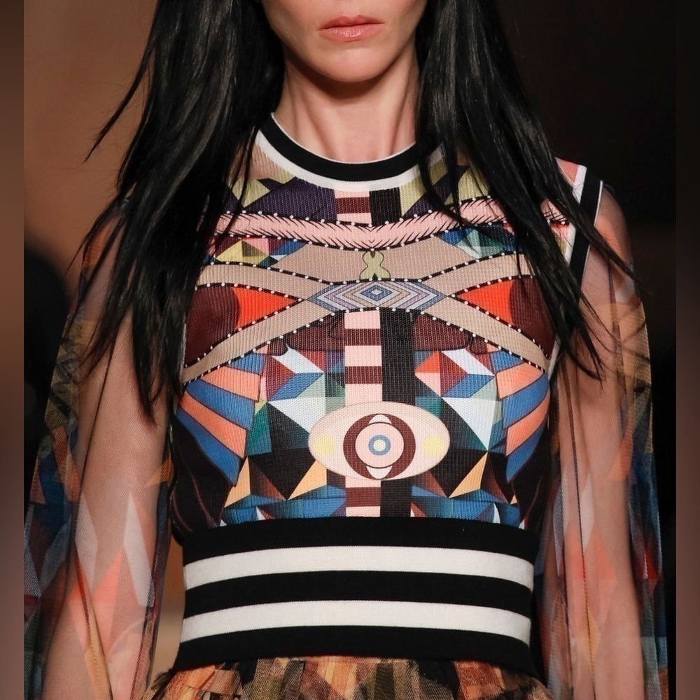 Givenchy Egyptian 2016 Fall Winter Runway Geometric Sleeveless Top.